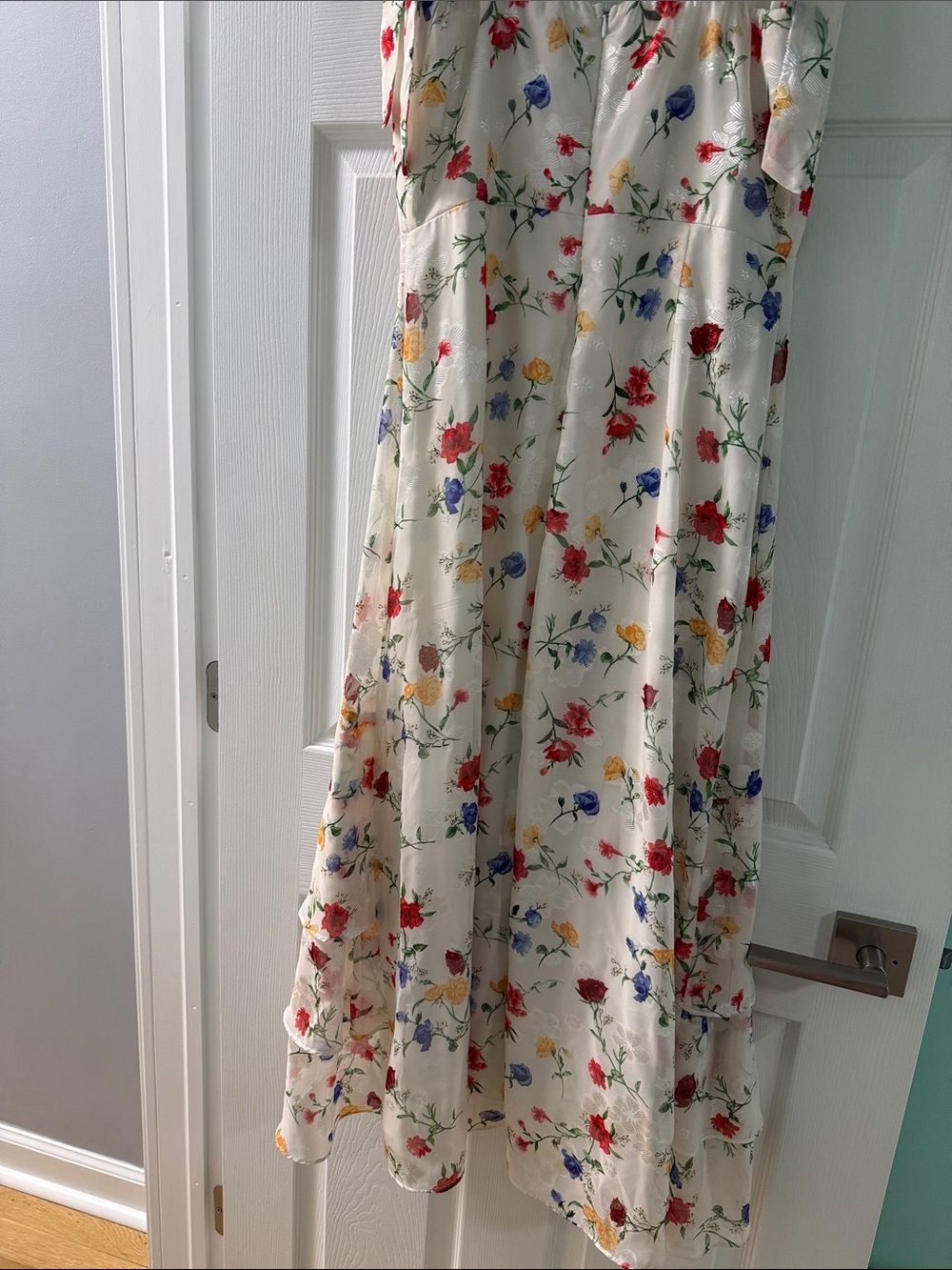 Ivory Floral Sundress with Ruffle Hem - Picture 4 of 4